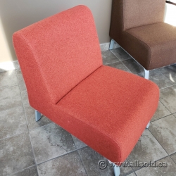 Red Lobby Reception Chair w/ Grey Legs
